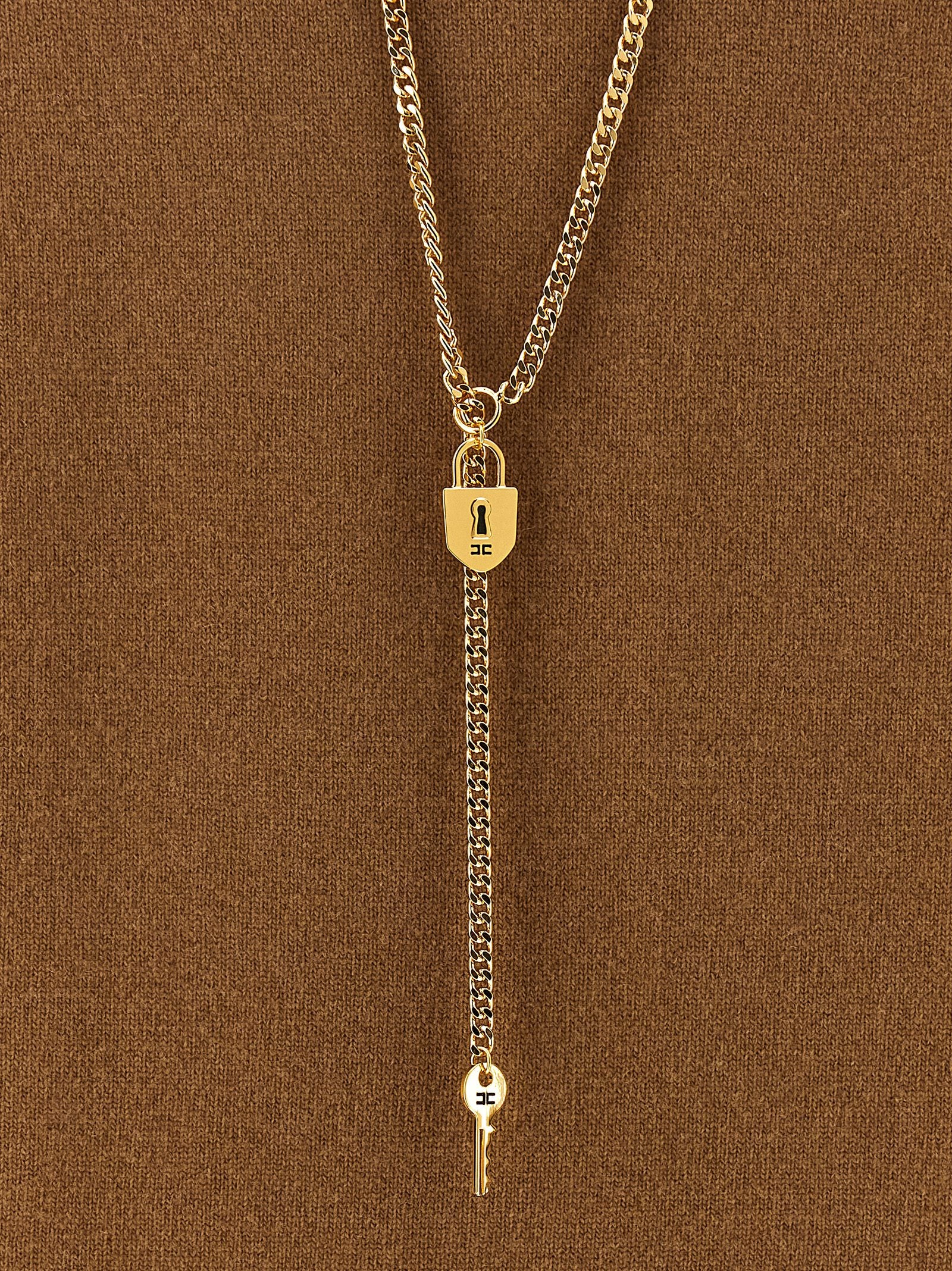 Elisabetta Franchi Necklace Dress Brown