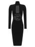 Elisabetta Franchi Knitted And Lace Dress Black