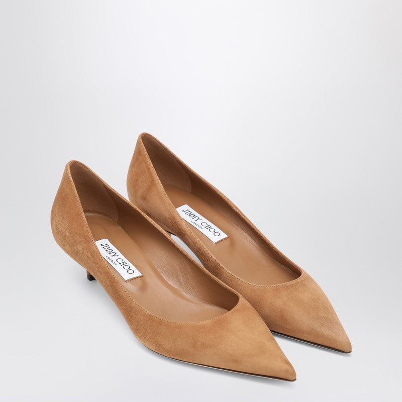 Jimmy Choo Amelia Suede Pointed-Toe Pumps Toffee brown