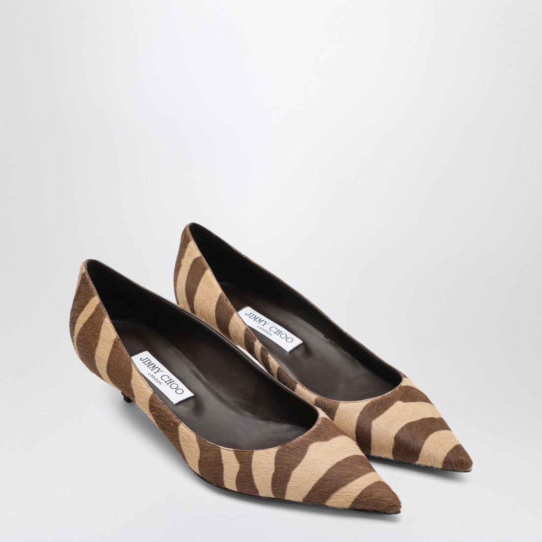 Jimmy Choo Amelia Zebra-Print Pony Hair Pumps Brown
