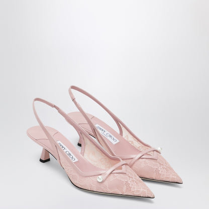 Jimmy Choo Amita Slingback Lace Pumps Pink