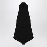 Max Mara Black Viscose Crepe Turtleneck Bodysuit Black