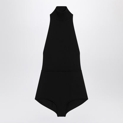 Max Mara Black Viscose Crepe Turtleneck Bodysuit Black