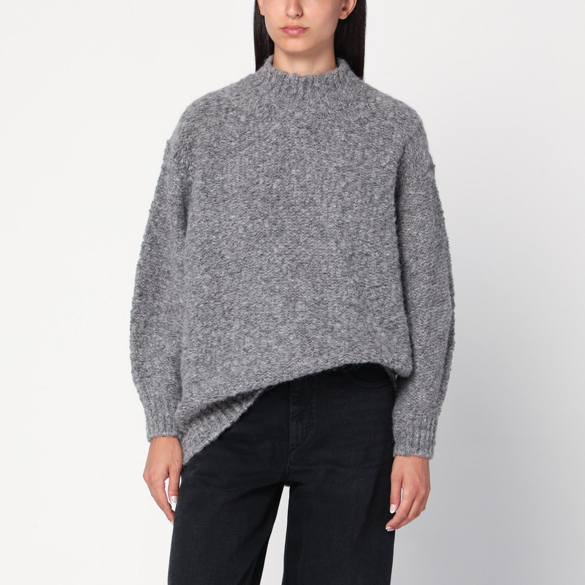 Isabel Marant Grey Alpaca-Blend High-Neck Sweater Grey
