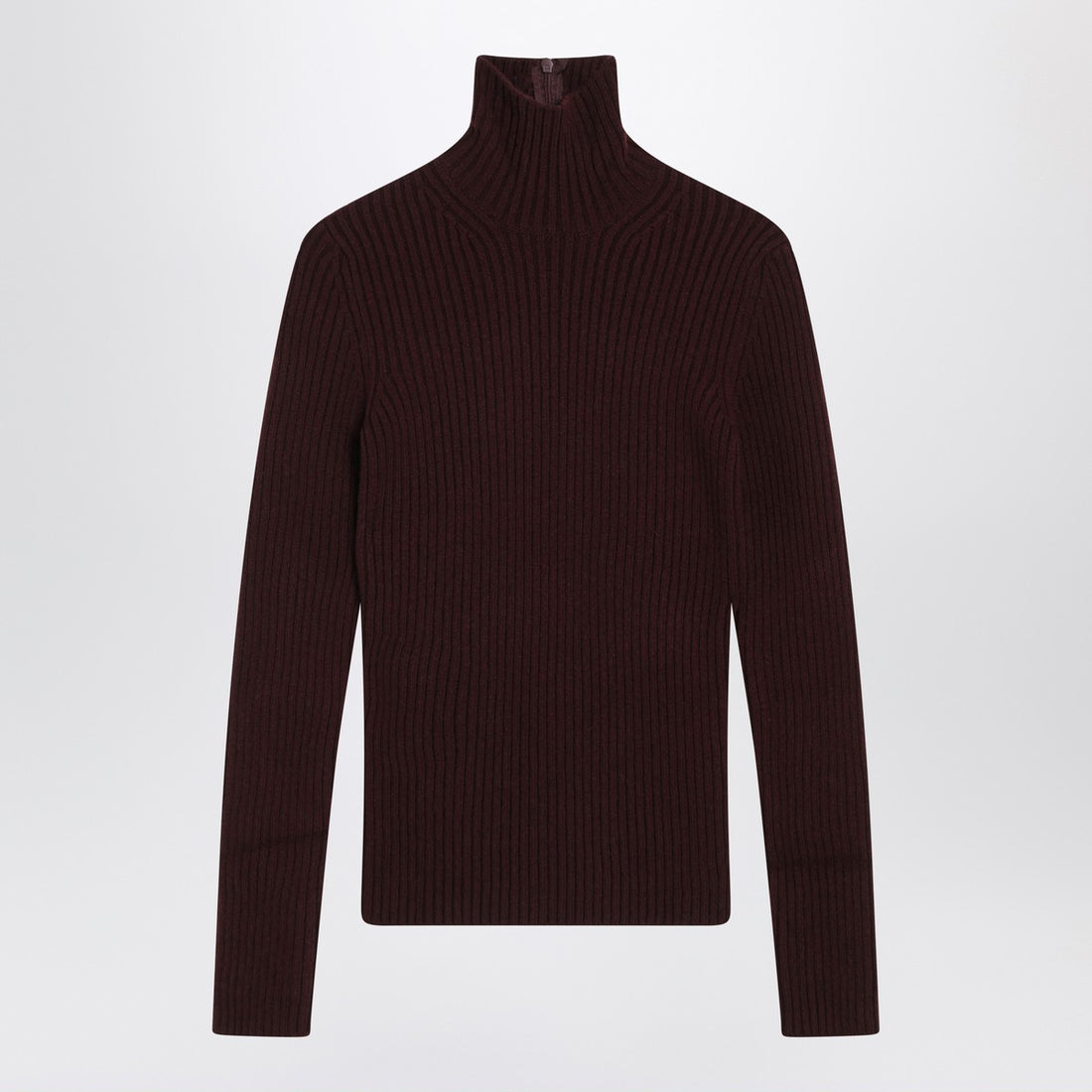 Max Mara Cherry Wool and Cashmere Turtleneck Sweater Burgundy
