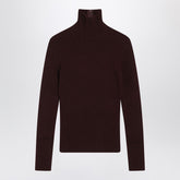 Max Mara Cherry Wool and Cashmere Turtleneck Sweater Burgundy