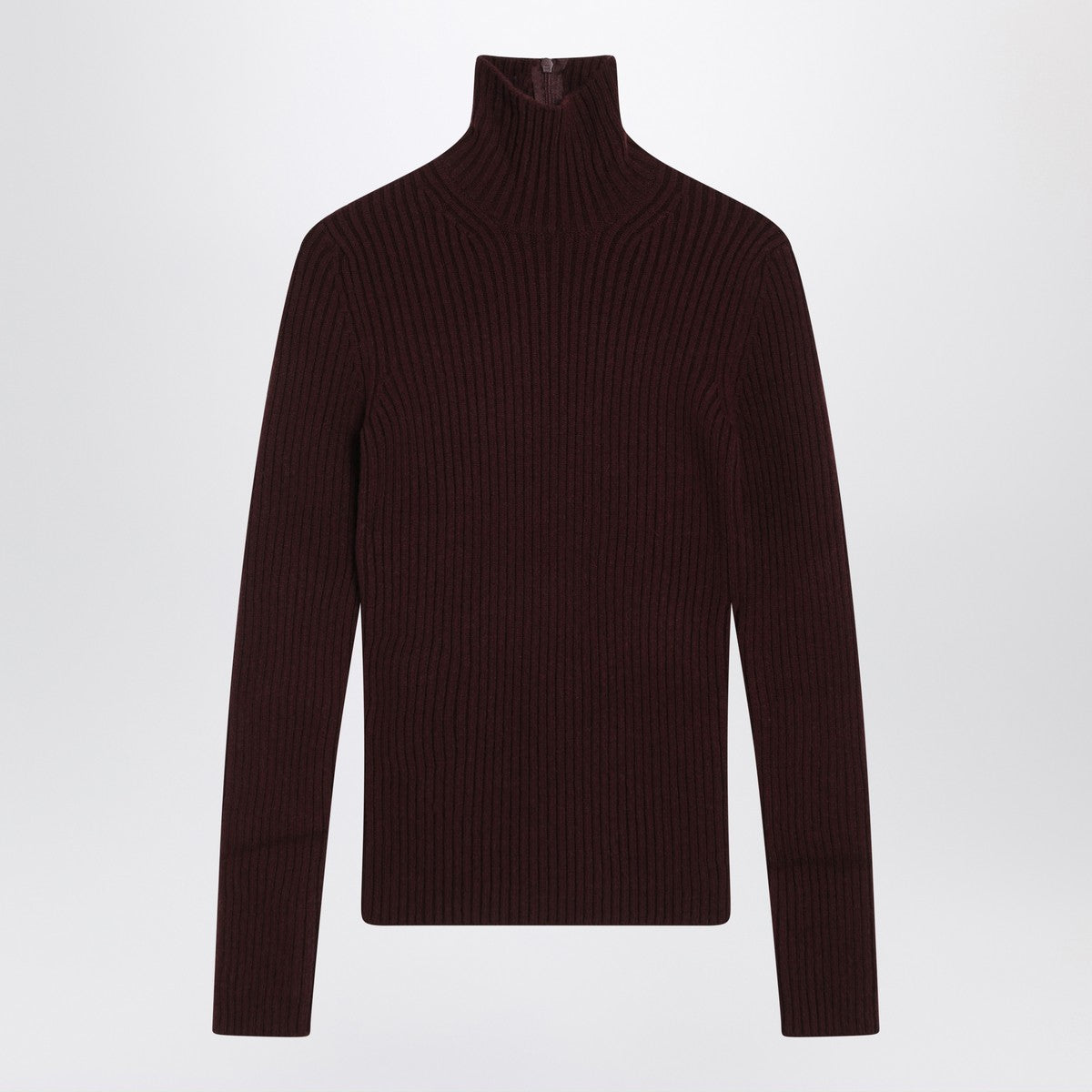 Max Mara Cherry Wool and Cashmere Turtleneck Sweater Burgundy