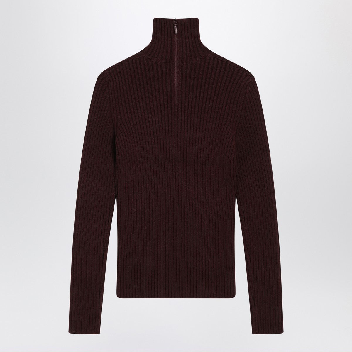 Max Mara Cherry Wool and Cashmere Turtleneck Sweater Burgundy