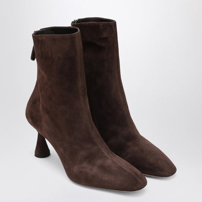 Aquazzura Amore 75 Suede Ankle Boots Brown