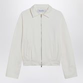 Max Mara White Cropped Silk-Blend Sweatshirt with Shirt Collar White