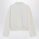 Max Mara White Cropped Silk-Blend Sweatshirt with Shirt Collar White
