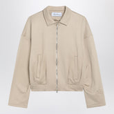 Max Mara Beige Silk-Blend Cropped Sweatshirt with Shirt Collar Beige