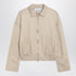 Max Mara Beige Silk-Blend Cropped Sweatshirt with Shirt Collar Beige