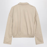 Max Mara Beige Silk-Blend Cropped Sweatshirt with Shirt Collar Beige