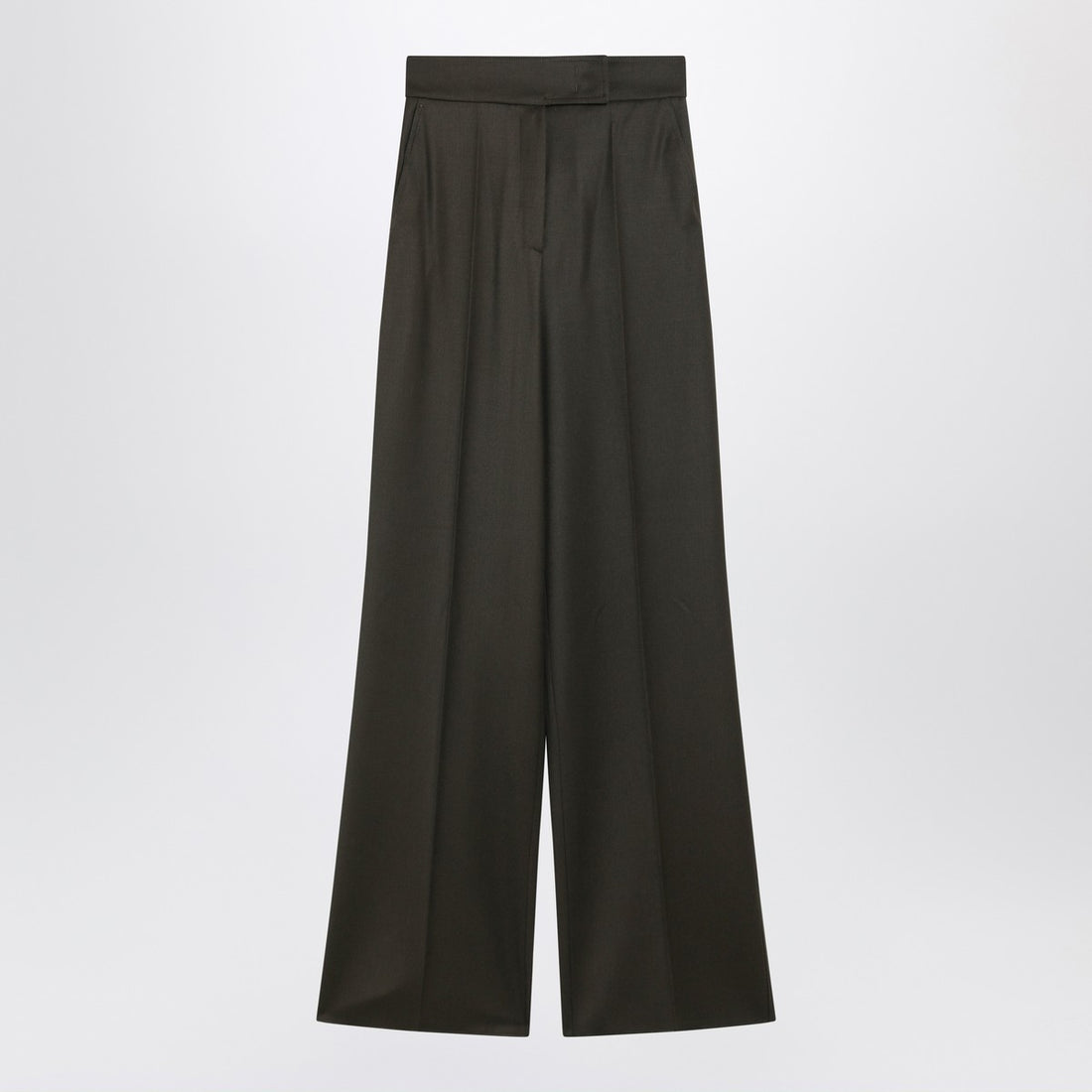 Max Mara Moss Green Wide-Leg Wool Trousers Green