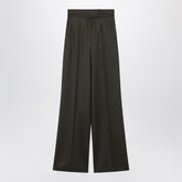 Max Mara Moss Green Wide-Leg Wool Trousers Green