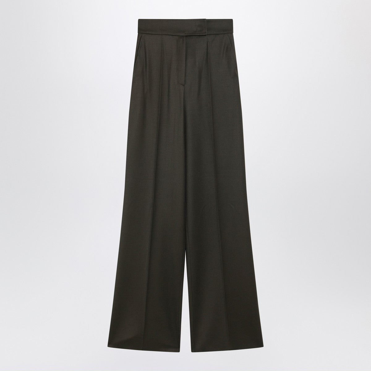 Max Mara Moss Green Wide-Leg Wool Trousers Green
