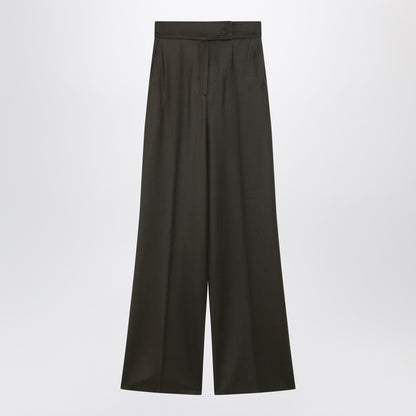 Max Mara Moss Green Wide-Leg Wool Trousers Green