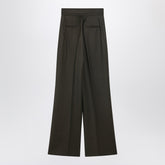 Max Mara Moss Green Wide-Leg Wool Trousers Green