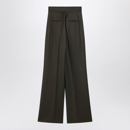 Max Mara Moss Green Wide-Leg Wool Trousers Green