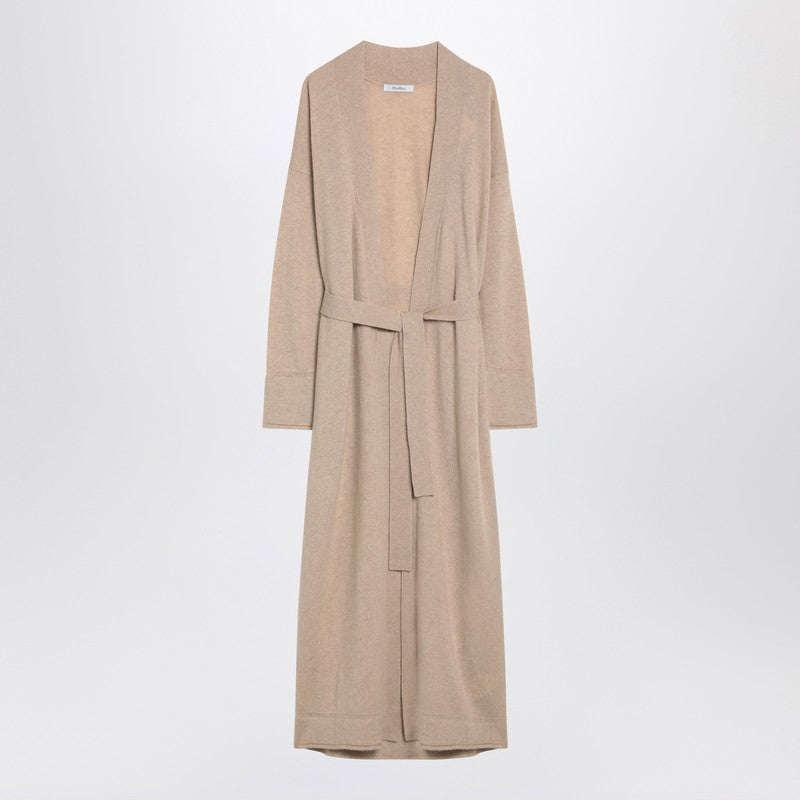 Max Mara Long Cashmere Belted Cardigan Beige