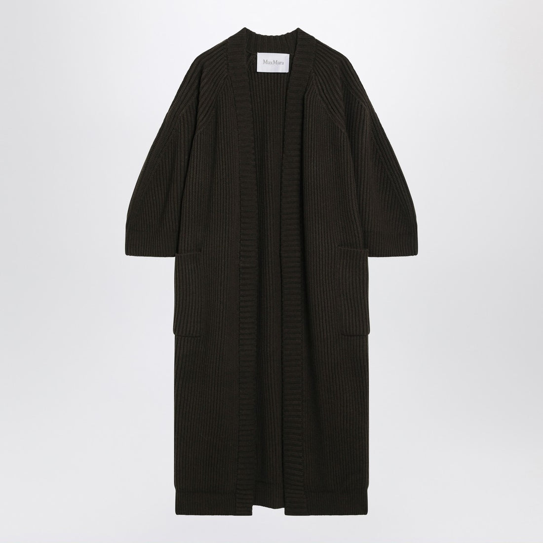 Max Mara Moss Green Wool and Cashmere Long Cardigan Green