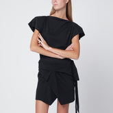 Isabel Marant Sebani Asymmetrical Black Cotton T-shirt with Structured Shoulders black