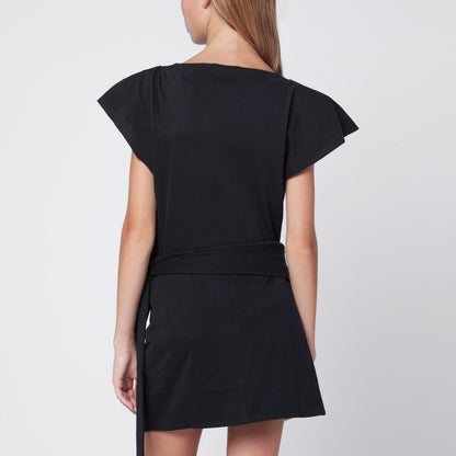Isabel Marant Sebani Asymmetrical Black Cotton T-shirt with Structured Shoulders black