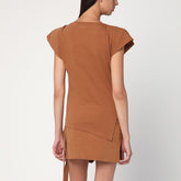 Isabel Marant Asymmetrical Sebani Cotton T-shirt Caramel Brown