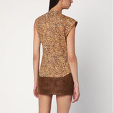 Isabel Marant Asymmetrical Nayda Cotton T-shirt with Ochre Print Yellow