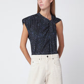 Isabel Marant Nayda Asymmetrical Printed T-shirt Blue