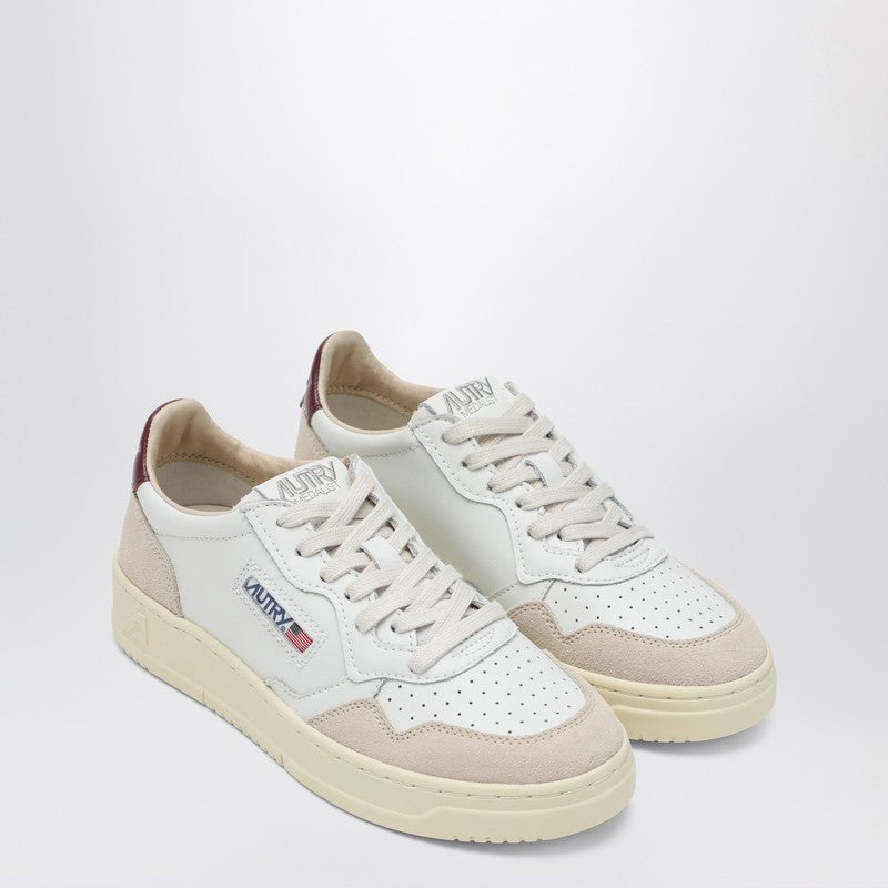 Autry Medalist Low-Top Leather and Suede Sneakers White Burgundy