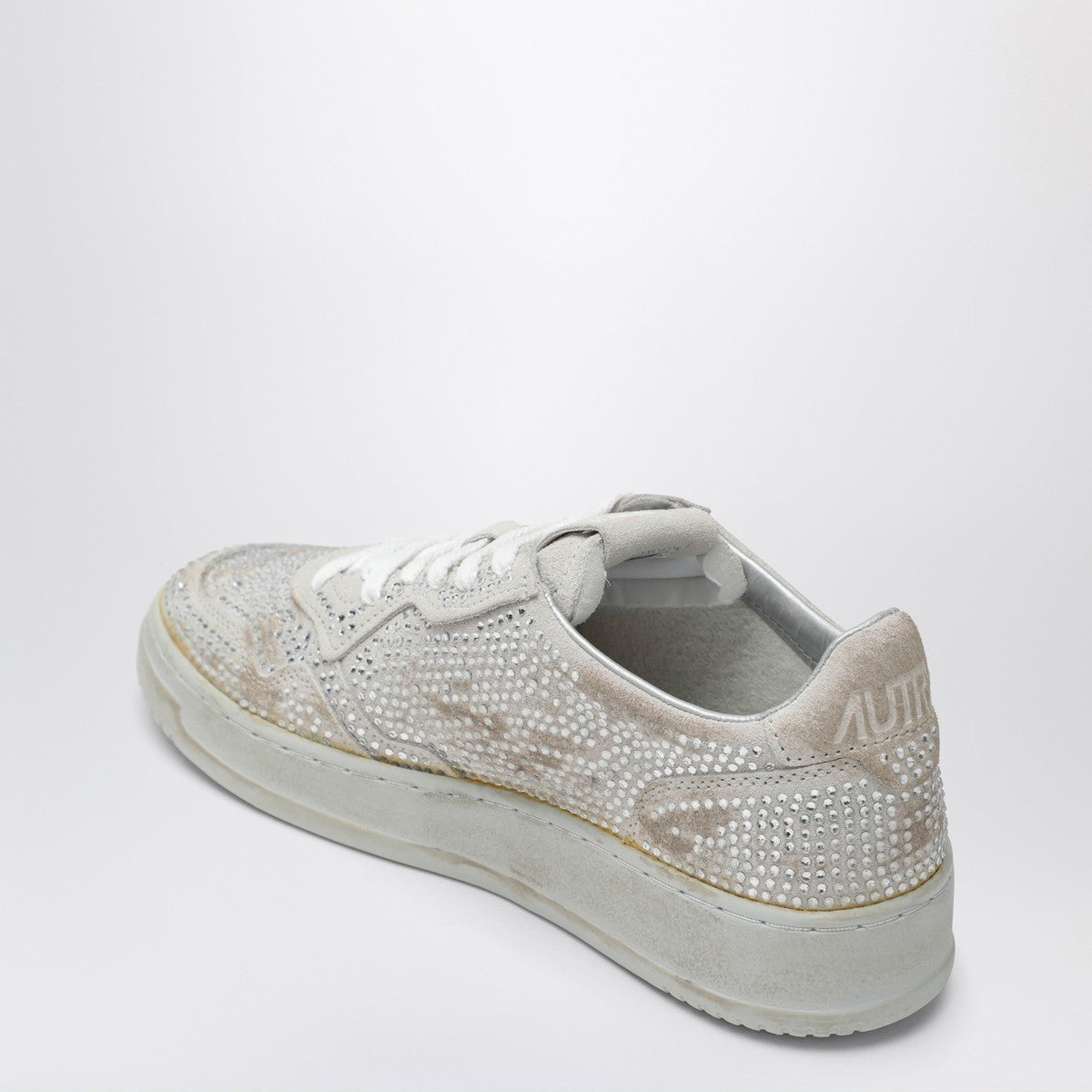 Autry Medalist Crystals Suede Sneakers White