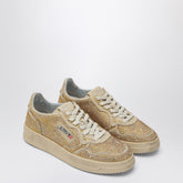 Autry Medalist Crystal-Embellished Suede Sneakers Brown