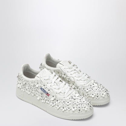 Autry Sneaker Medalist Blooming White Leather with Floral Embroidery White