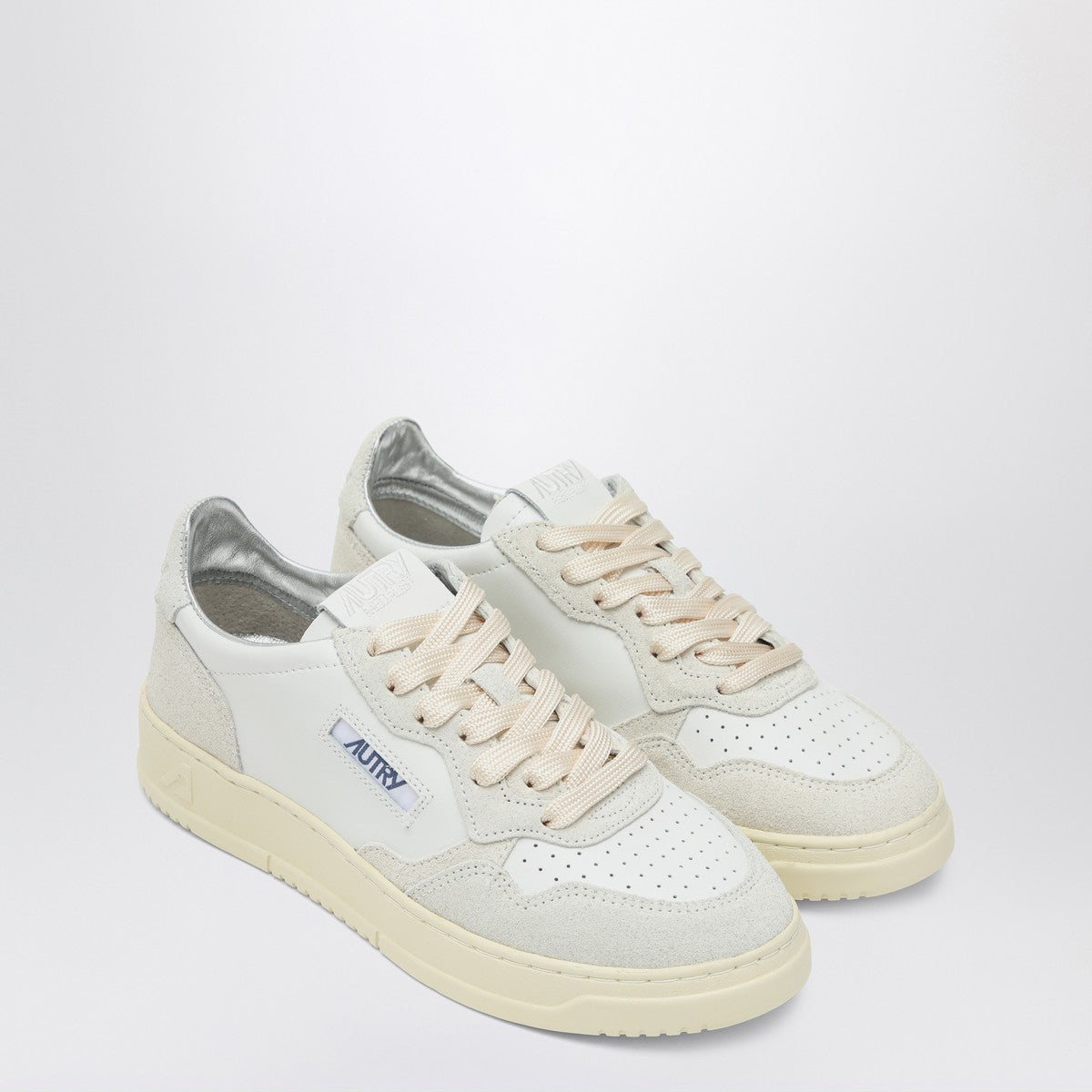 Autry Medalist Low White Leather &amp; Suede Sneakers White