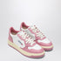 Autry White and Pink Leather Sneakers with Perforated Detailing White