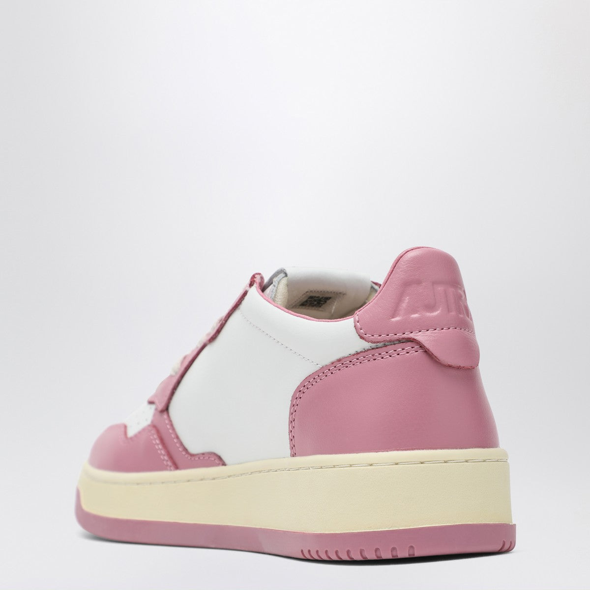 Autry White and Pink Leather Sneakers with Perforated Detailing White