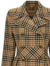 Valentino Garavani Houndstooth Wool Coat Brown