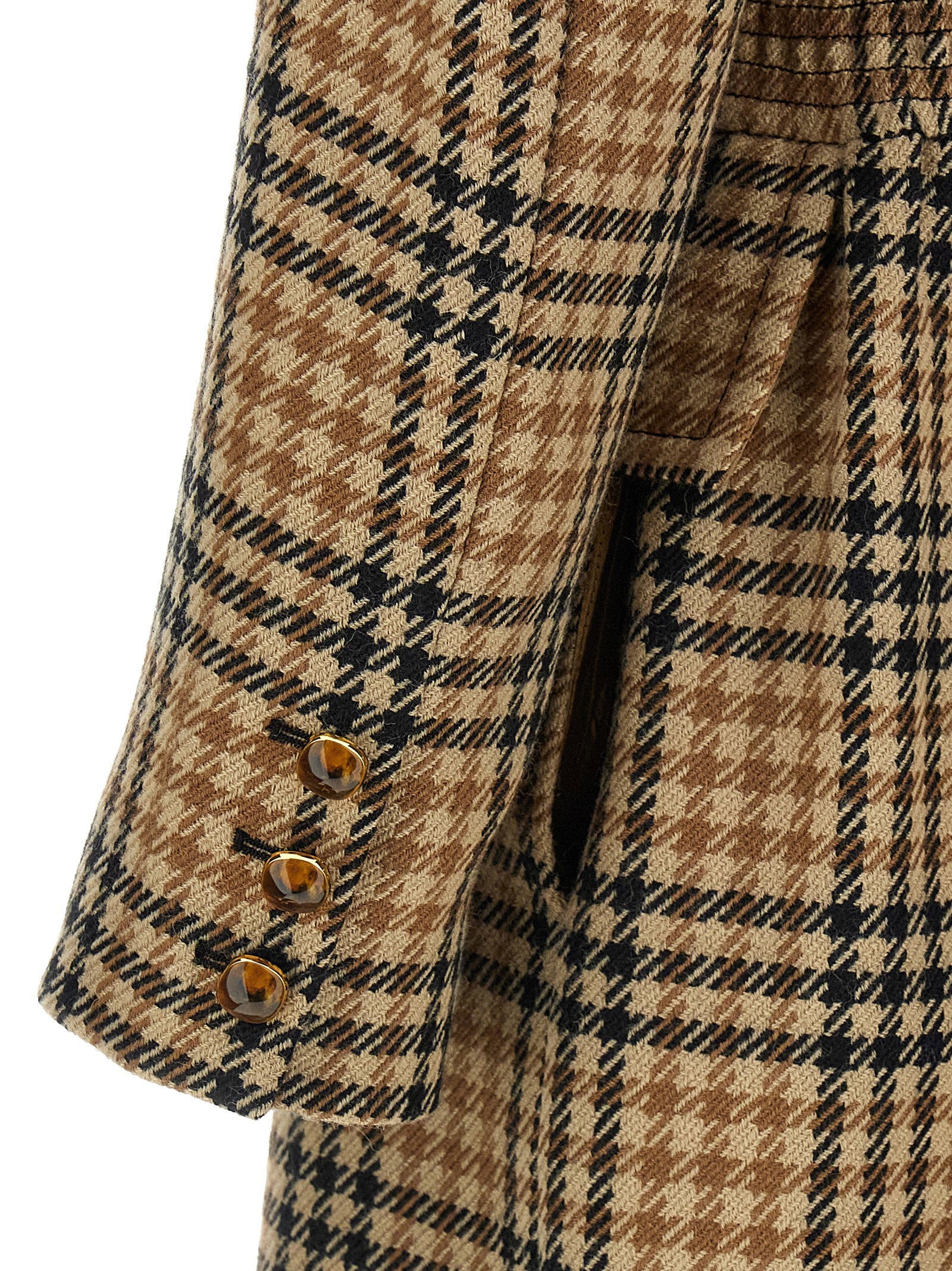 Valentino Garavani Houndstooth Wool Coat Brown