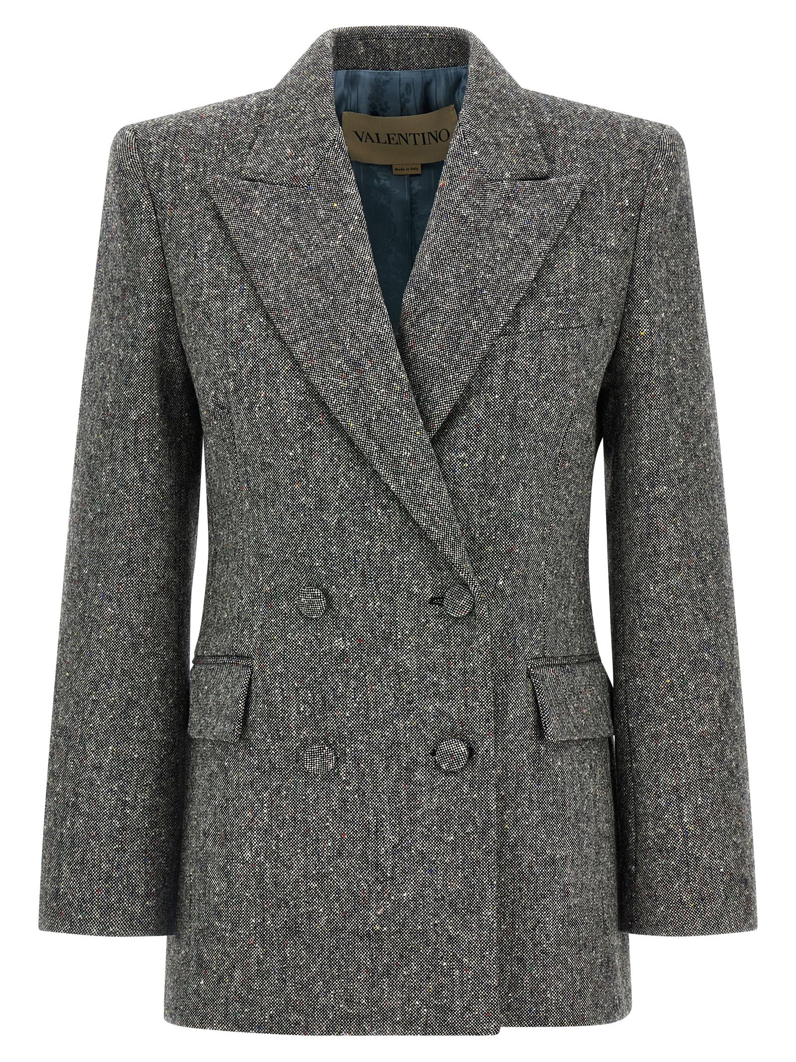 Valentino Garavani Double-breasted Blazer Gray