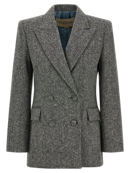 Valentino Garavani Double-breasted Blazer Gray
