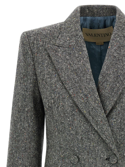 Valentino Garavani Double-breasted Blazer Gray