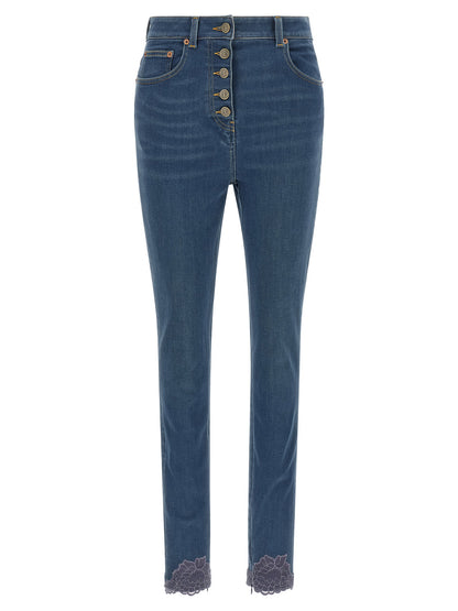 Valentino Garavani Lace Insert Jeans Blue