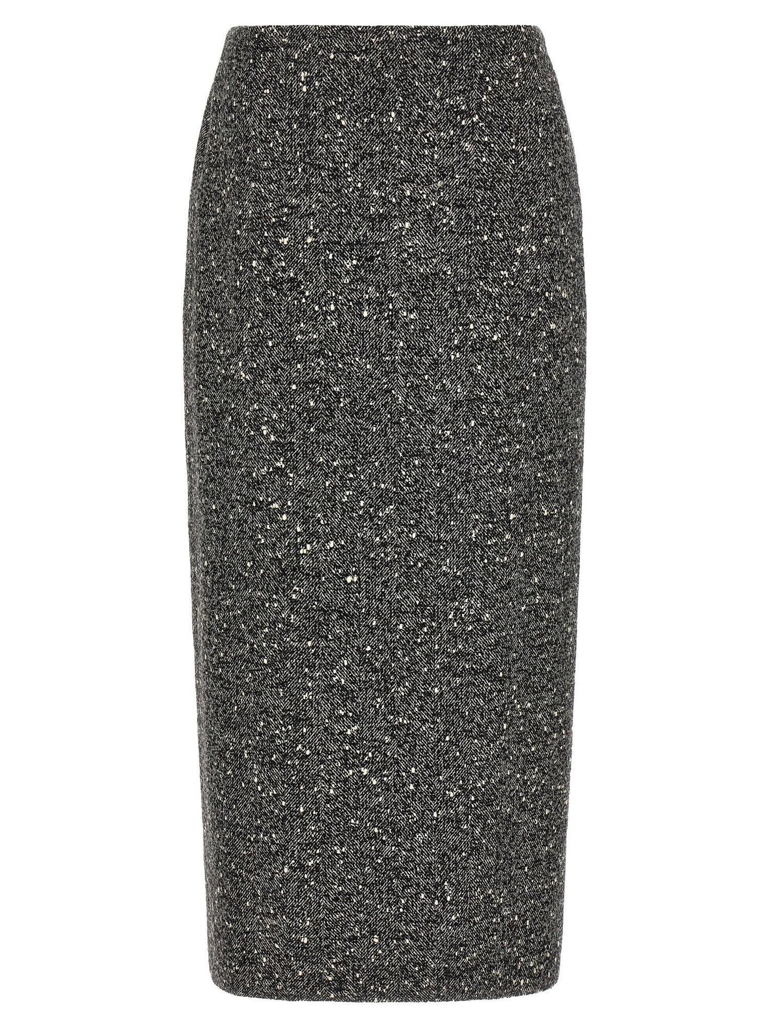 Valentino Garavani Chevron Bouclé Skirt White/black