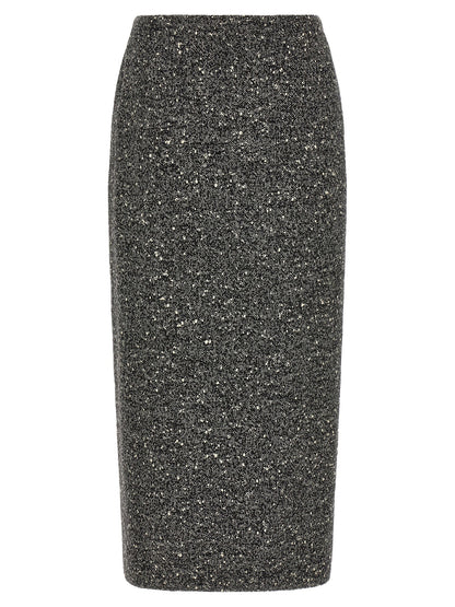 Valentino Garavani Chevron Bouclé Skirt White/black