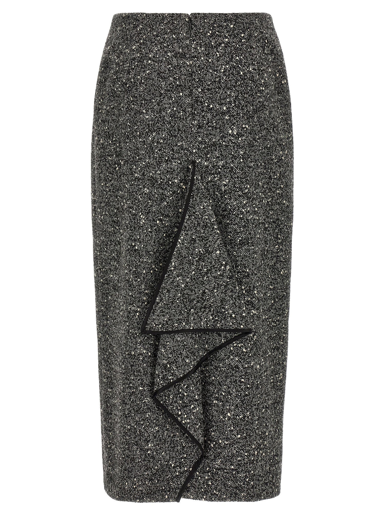 Valentino Garavani Chevron Bouclé Skirt White/black