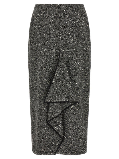 Valentino Garavani Chevron Bouclé Skirt White/black