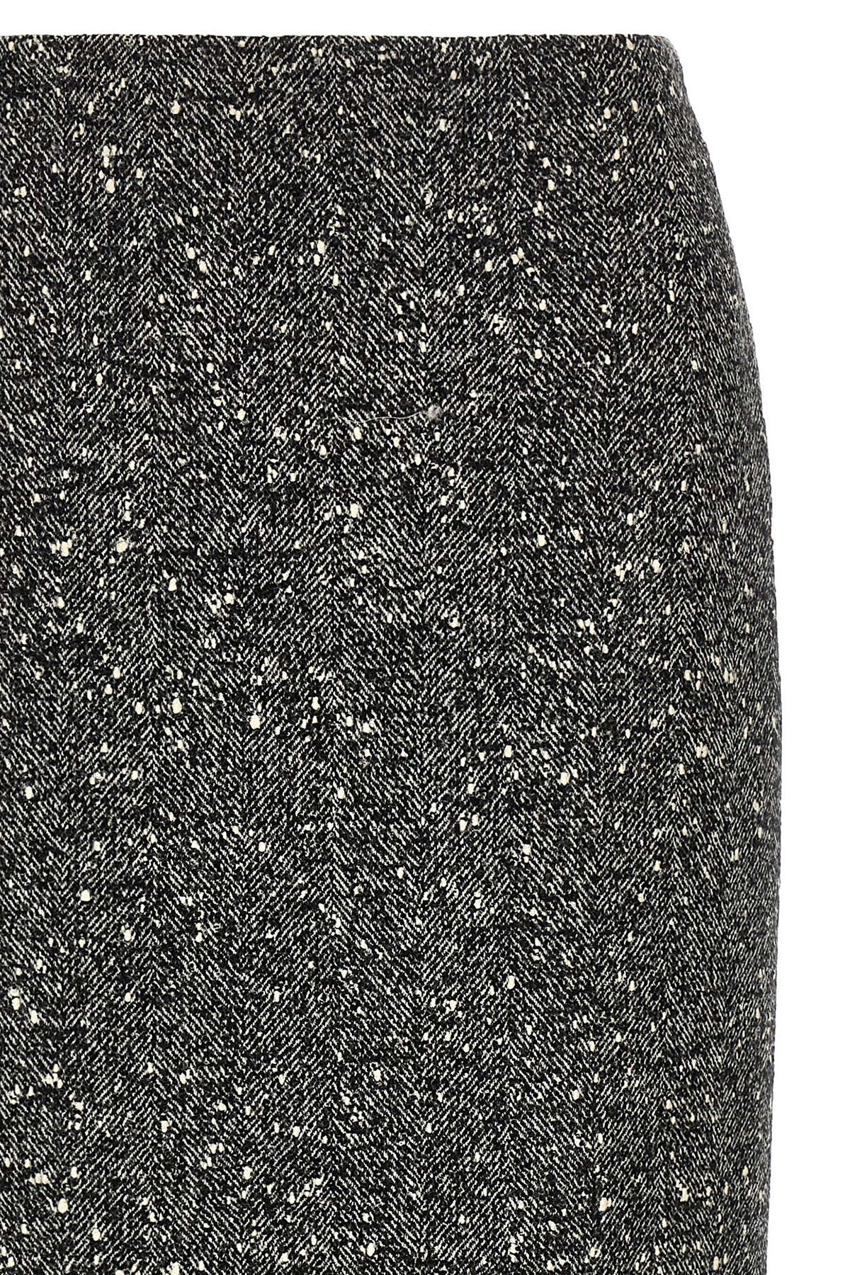 Valentino Garavani Chevron Bouclé Skirt White/black