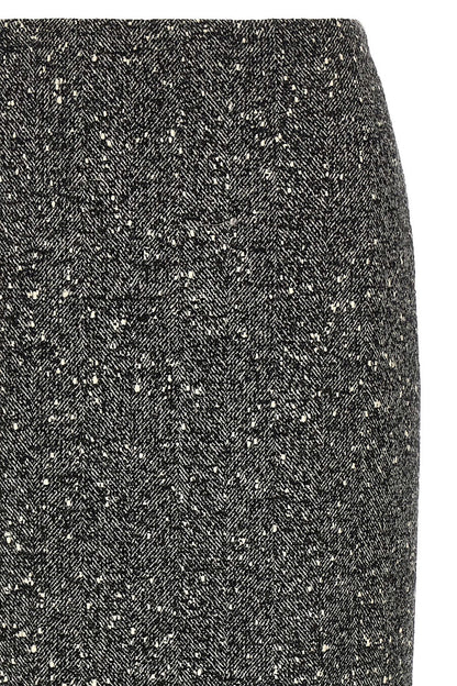 Valentino Garavani Chevron Bouclé Skirt White/black